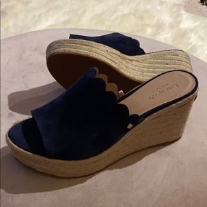 Kate Spade Navy Blue Suede Wedges 7.5